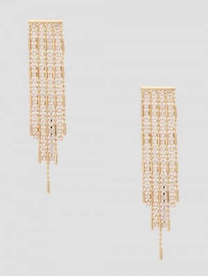 Guess 14K Gold-Plated Chain Fringe Earrings Goud | GUESS-SN30287