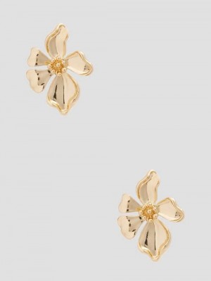 Guess 14K Gold-Plated Floral Stud Earrings Goud | GUESS-SN30285