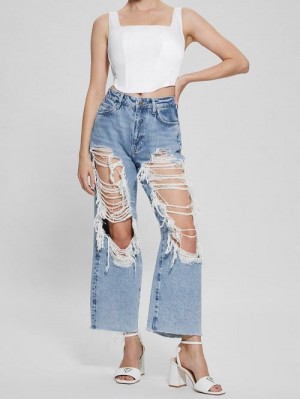 Guess 90s Ankle High-Rise Pants Blauw | GUESS-SN26627