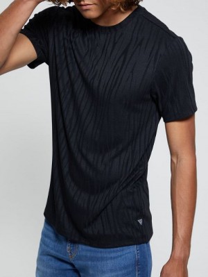 Guess Abstract Granada Jacquard Tee Zwart | GUESS-SN30562