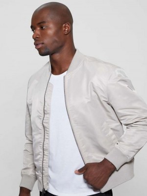 Guess Ace Satin Flight Jacket Beige | GUESS-SN30861