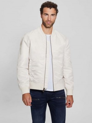 Guess Ace Satin Flight Jacket Wit | GUESS-SN30863