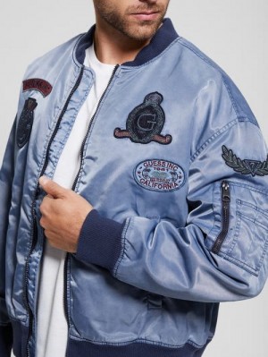 Guess Ace Twill Flight Jacket Blauw | GUESS-SN30772