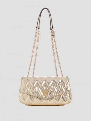 Guess Adelard Metallic Convertible Crossbody Goud | GUESS-SN28846