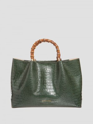 Guess Aida Luxe Leather Satchel Groen | GUESS-SN29254