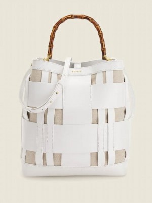 Guess Aida Woven Leather Hobo Bag Wit | GUESS-SN28791