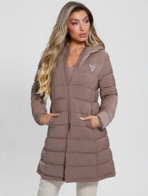 Guess Aleta Long Puffer Jacket Bruin | GUESS-SN27982