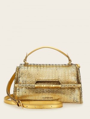 Guess Alia Textured Satchel Goud | GUESS-SN29291