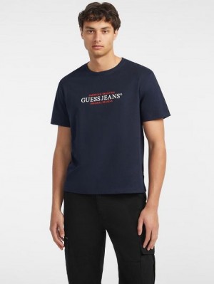 Guess American Tradition Tee Blauw | GUESS-SN30498