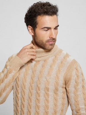 Guess Arkell Turtleneck Cable Sweater Beige | GUESS-SN30900