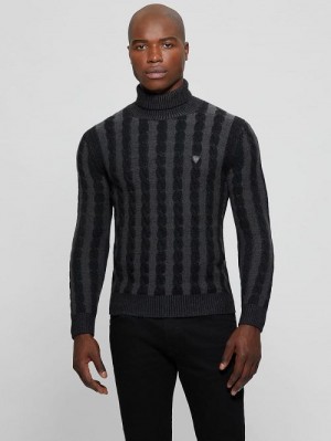 Guess Arkell Turtleneck Cable Sweater Zwart | GUESS-SN30896