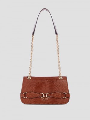 Guess Arlena Lizard Convertible Crossbody Bruin | GUESS-SN28916