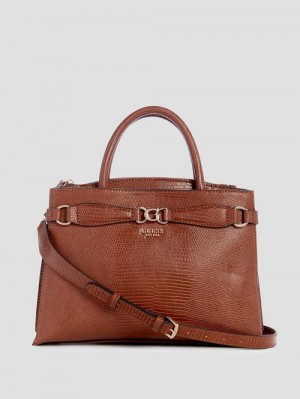 Guess Arlena Lizard Girlfriend Satchel Bruin | GUESS-SN29305