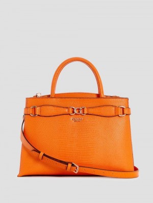 Guess Arlena Lizard Girlfriend Satchel Oranje | GUESS-SN29278