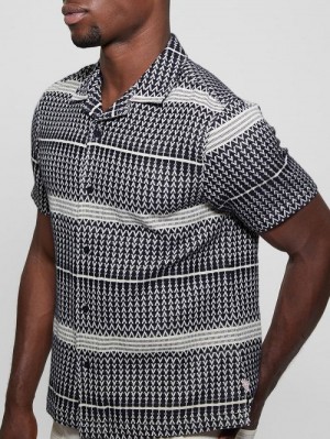 Guess Arrow Jacquard Shirt Blauw | GUESS-SN31295