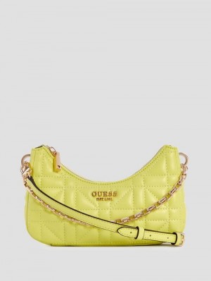 Guess Assia Quilted Mini Crossbody Geel | GUESS-SN28956
