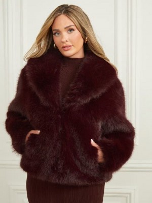 Guess Audrey Faux-Fur Coat Paars | GUESS-SN27951