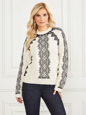 Guess Aura Lace Sweater Top Wit | GUESS-SN27516
