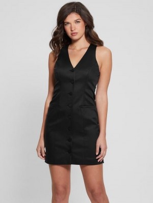 Guess Ava Vest Dress Zwart | GUESS-SN27041