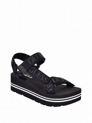Guess Avin Platform Sport Sandals Zwart | GUESS-SN29665