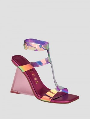 Guess Bacio Embossed Wedges Roze | GUESS-SN29698