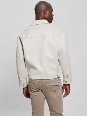 Guess Baldwin Faux-Suede Trucker Jacket Beige | GUESS-SN30862