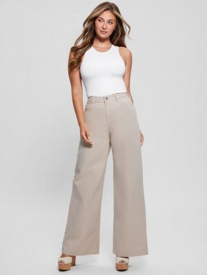Guess Bellflower Twisted Leg Twill Pants Wit | GUESS-SN26541