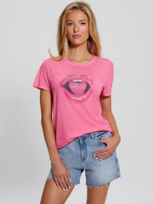 Guess Berry Lips Easy Tee Roze | GUESS-SN27149