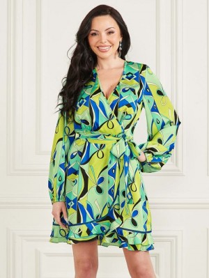 Guess Betty Blue Wrap Dress Multi | GUESS-SN26725