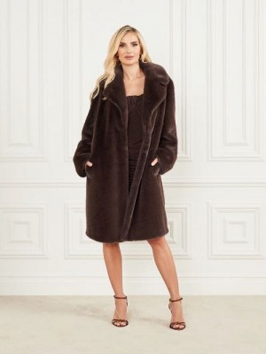 Guess Bianca Faux-Fur Coat Bruin | GUESS-SN27912