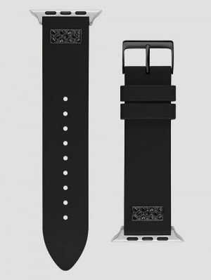 Guess Black Rhinestone and Silicone 42-45 mm Band for Apple Watch® Zwart | GUESS-SN31628