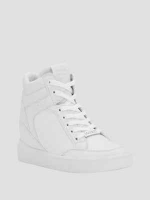 Guess Blairin Rhinestone Logo Wedge Sneakers Wit | GUESS-SN29544