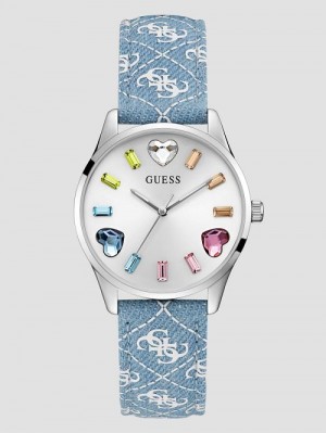 Guess Blue Denim Analog Watch Blauw | GUESS-SN30017