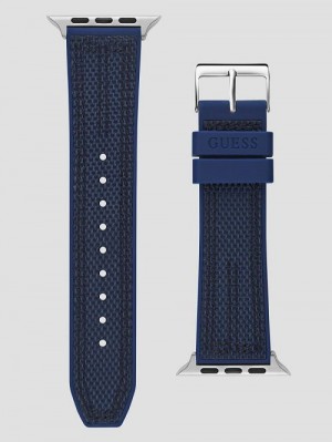 Guess Blue and Black Woven 42-45 mm Band for Apple Watch® Grijs | GUESS-SN31630