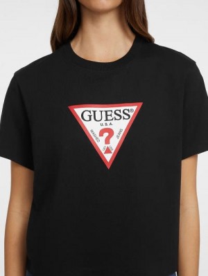 Guess Boxy Iconic Tee Zwart | GUESS-SN27086