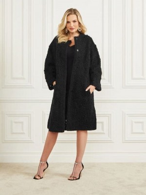 Guess Braid Wool-Blend Coat Zwart | GUESS-SN27885