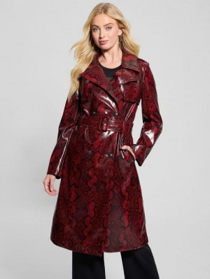 Guess Briana Faux-Leather Trench Coat Rood | GUESS-SN27995