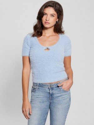 Guess Brigette Crop Sweater Blauw | GUESS-SN27770