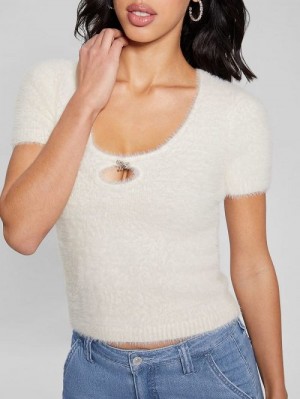 Guess Brigette Crop Sweater Wit | GUESS-SN27445
