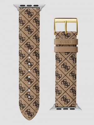 Guess Brown Logo Leather 42-45 mm Band for Apple Watch® Bruin | GUESS-SN31623