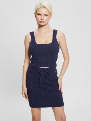 Guess Cable-Knit Ally Tank Blauw | GUESS-SN27199