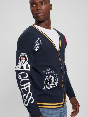 Guess Caleb Patched Cardigan Blauw | GUESS-SN30921