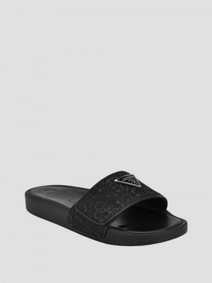 Guess Callena Pool Slides Zwart | GUESS-SN29711