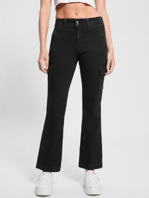 Guess Cargo Mini Bootcut Jeans Zwart | GUESS-SN26655