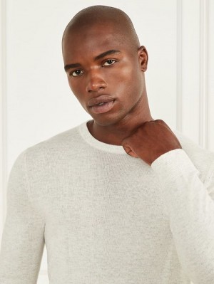 Guess Cashmere-Blend Crewneck Sweater Wit | GUESS-SN30928