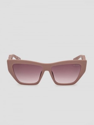 Guess Cat-Eye Chain-Link Sunglasses Beige | GUESS-SN30066