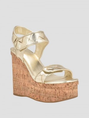 Guess Cataline Wedge Sandals Goud | GUESS-SN29631