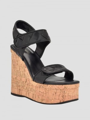 Guess Cataline Wedge Sandals Zwart | GUESS-SN29612