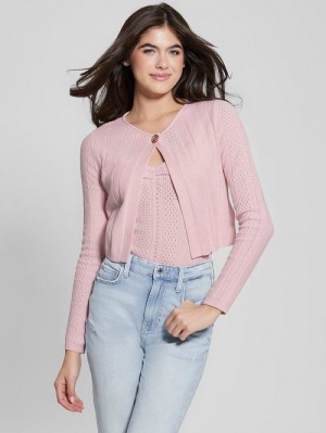 Guess Cecilia Crop Cardigan Roze | GUESS-SN27100