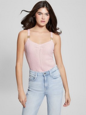 Guess Cecilia Sweater Tank Top Roze | GUESS-SN27084